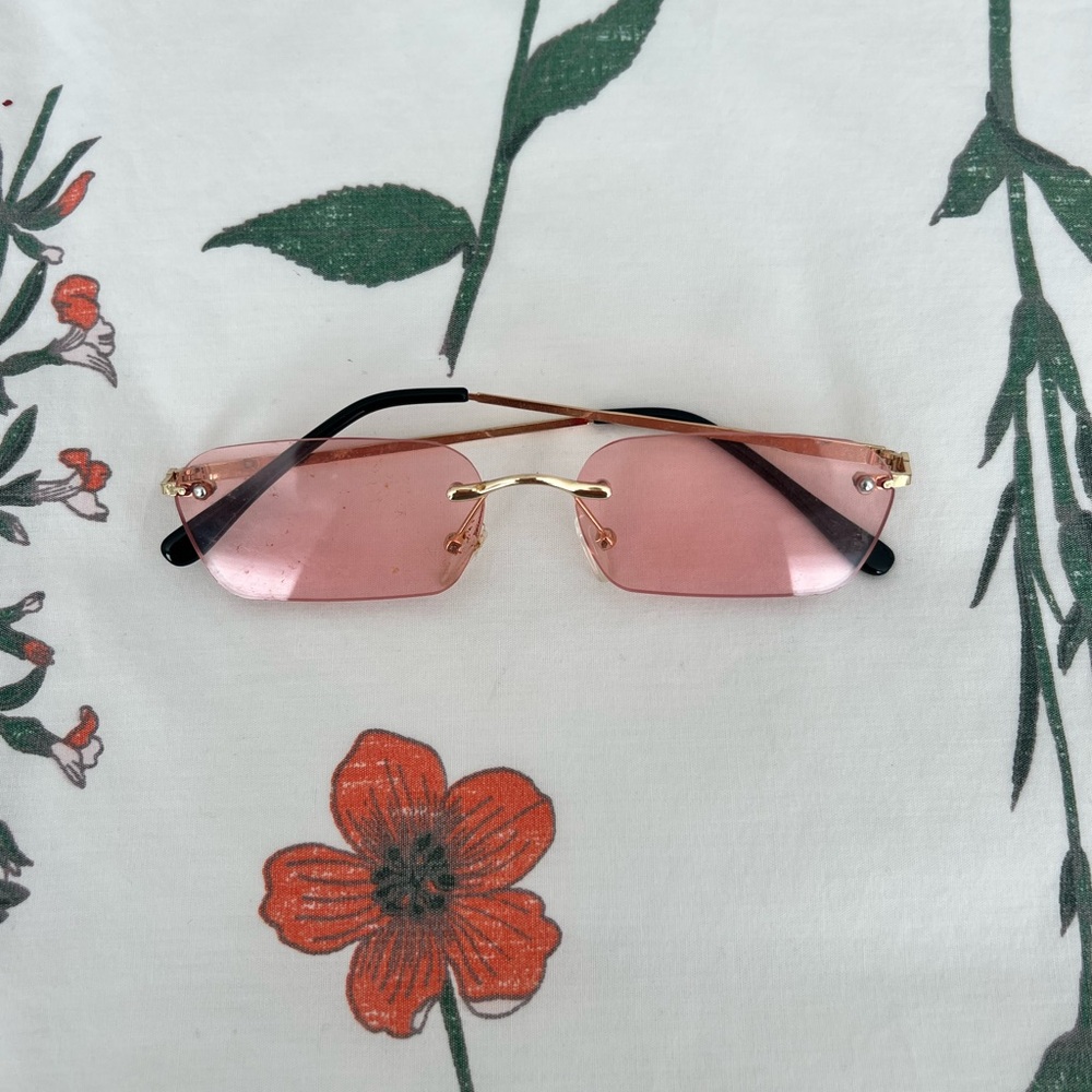 Pink Rimless Sunglasses